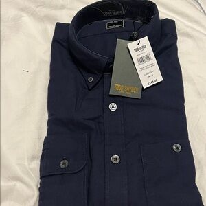 NWT- Todd Snyder Brushed Flannel classic Navy Shirt - Medium